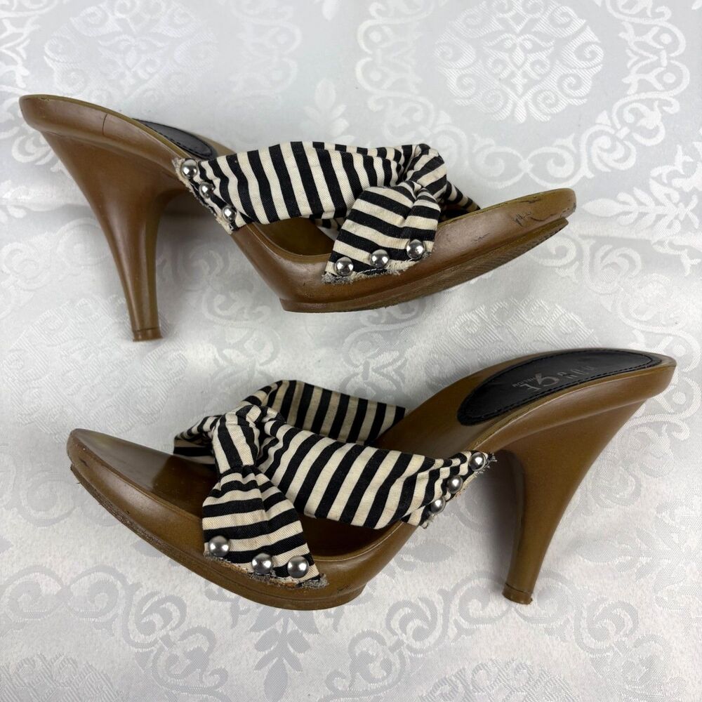 Rouge Helium Y2K Heels Striped Bratz Doll Fabulous Clog Wedding Guest Event 7.5